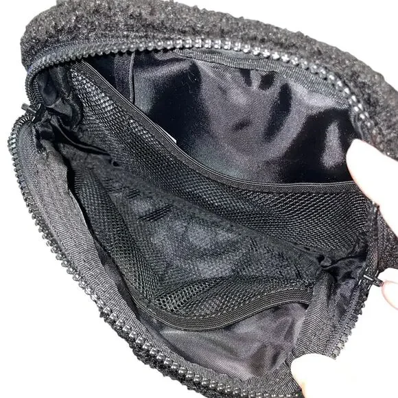 Lole Fleece Belt Bag Black Sherpa Waist Pack Unisex Crossbody Travel Handbag OS - Picture 9 of 11